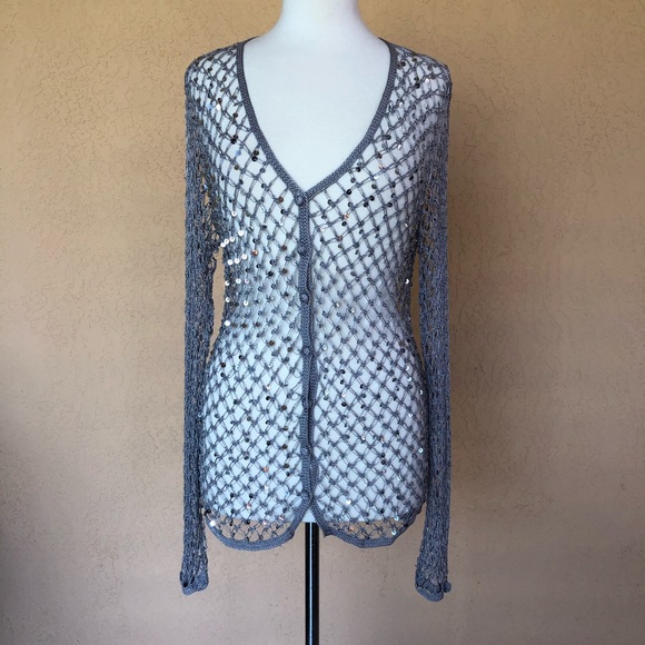 Takeout Tops - 🌹TAKEOUT GRAY SEQUIN NET COVER UP SZ.L